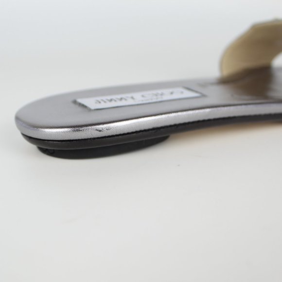 NEW JIMMY CHOO Naya Embellished Metallic Slide | Luxe Summer Party Sandals - Picture 12 of 16